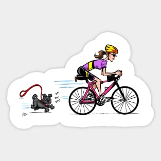 Doggy Chasing Bicycle Lady Sticker